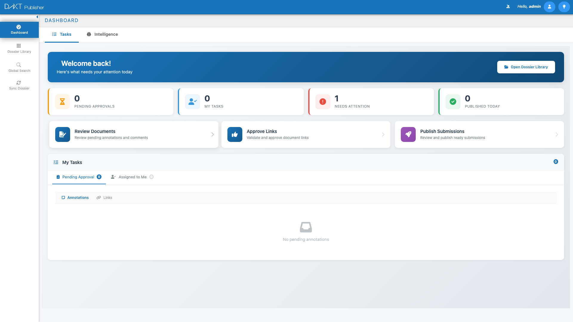 DnXT Publisher Dashboard
